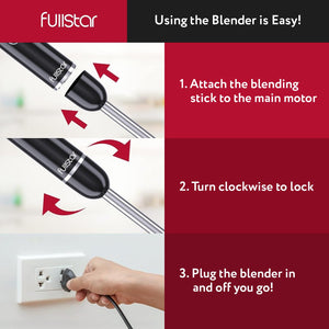 Immersion Blender Set, 9-Speed 500W Handheld Electric Hand Mixer, Smoothie Blender (3-in-1, Black)