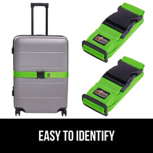 Load image into Gallery viewer, Heavy Duty 4 Pack Adjustable Luggage Straps for Suitcases, Easy to Identify Travel Belt Connector Holds Suitcase Together, Extends Life of Bag, Strap Connects Two Bags, Accessories Green