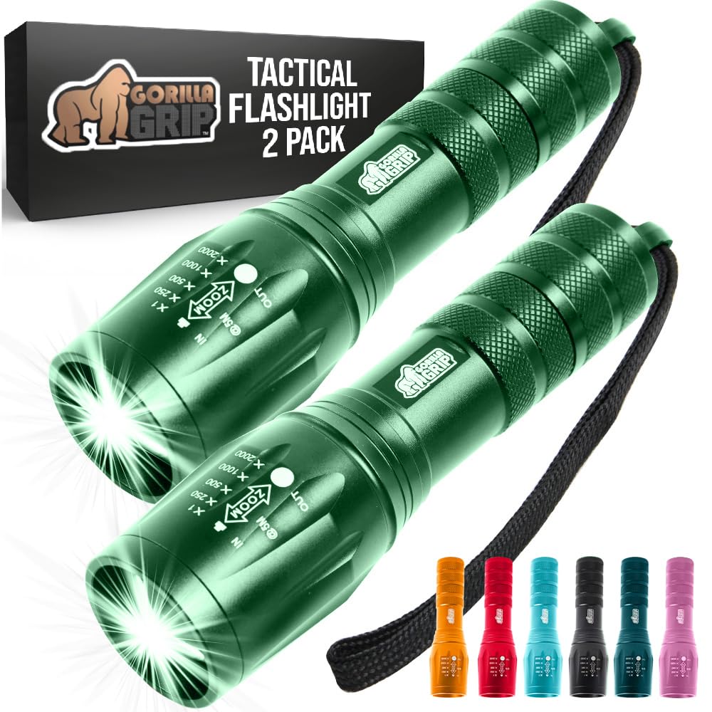 Powerful LED Tactical Flashlight, 750 FT High Lumens 5 Adjustable Modes, Water Resistant, Ultra Bright Zoom Flashlights, Small Mini Flash Light, Camping, Night Dog Walking, Turquoise