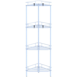 4 Tier Floor Standing Corner Shower Caddy Organizer Shelf with Hooks, Bathroom Shelves Stand Rack, Black