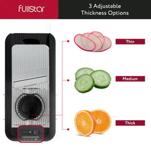 Load image into Gallery viewer, All-in-1 Vegetable Chopper and Mandoline Slicer for Kitchen - Cheese Grater, French Fry Cutter, Cheese Slicer - Bonus Handheld Spiralizer Included (6 in 1, Black/White)