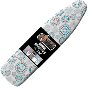 Ironing Board Cover and Pad, Silicone Coating, Thick Scorch Resistant Padding, Heavy Duty Iron Covers Standard Boards, Hook and Loop Fastener Strap, Silver, 15x54