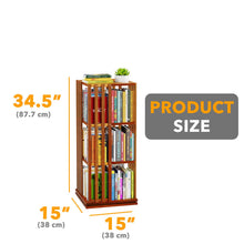 Load image into Gallery viewer, SpaceAid 6 Tier Rotating Bookshelf Tower, Bamboo Spinning Book Shelf, Revolving 360 Bookcase Storage Swivel Round Carousel, Vertical Rotate Turning Spiral Corner Organizer (6-Tier Walnut)