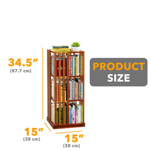 SpaceAid 6 Tier Rotating Bookshelf Tower, Bamboo Spinning Book Shelf, Revolving 360 Bookcase Storage Swivel Round Carousel, Vertical Rotate Turning Spiral Corner Organizer (6-Tier Walnut)