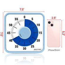 Load image into Gallery viewer, Secura 60-Minute Visual Countdown Timer, 7.5-Inch Oversize Classroom Visual Timer for Kids and Adults, Durable Mechanical Kitchen Timer Clock with Magnetic Backing (Blue)