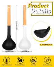 Load image into Gallery viewer, Pack of 2 Soup Ladle, Silicone Ladle Spoon with Wooden Handle, Large Non Stick High Heat Resistant Kitchen Utensils for Cooking, Stirring, Serving Soups(GRAY-BLUE)