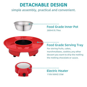 8.79oz MINI Electric Chocolate Melting Pot,Melting Fondue Set with 4PCS Forks,Cute Chocolate Fondue Fountain,Warmer Machine for Milk Chocolate,Cheese,Butter,Candy