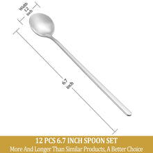 Load image into Gallery viewer, 12 Pcs Coffee Spoons Set, 6.7&quot; Gold Tea Spoons Long Handle, Gold Small Teaspoons, Stainless Steel Espresso Spoon, Long Spoon for Stirring, Coffee Bar Accessories