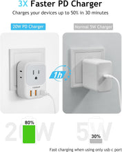 Load image into Gallery viewer, USB Charger Block, TESSAN Wall Plug Adapter with Electrical 4 Box Splitter 3 USB Wall Charger Ports, Multi Plug Outlet Extender Charging for Cruise, Travel, Office, Dorm Essentials