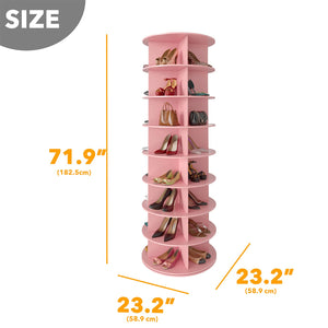 SpaceAid 7 Tier Rotating Shoe Rack Tower, Spinning Shoe Display Lazy Susan, Revolving 360 Shoe Rack Storage Round Carousel, Vertical Handbag Rotate Shoes Closet Organization (7-Tier White)
