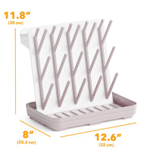 Load image into Gallery viewer, SpaceAid Baby Bottle Drying Rack with 20 Hooks, Space Saving Kitchen Bottles Rack Dryer, Vertical Baby Bottle Holder Organizer for Countertop Storage Accessories (White and Gray)