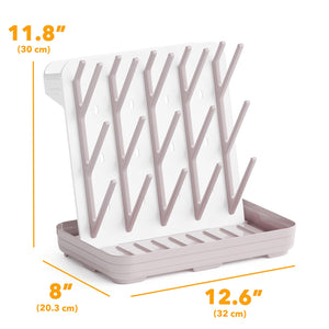 SpaceAid Baby Bottle Drying Rack with 20 Hooks, Space Saving Kitchen Bottles Rack Dryer, Vertical Baby Bottle Holder Organizer for Countertop Storage Accessories (White and Gray)