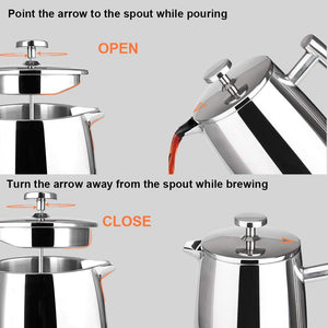 Secura French Press Coffee Maker, 50-Ounce, 304 Stainless Steel Insulated Coffee Press with Extra Screen