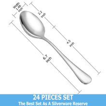 Load image into Gallery viewer, Teaspoon Set,16 Piece 6.7&quot; Spoons Silverware, Premium Food Grade Stainless Steel Tea Spoons, Durable Small Spoon, Good Teaspoons, Kitchen Dessert Spoon Set, Mirror Finish &amp; Dishwasher Safe