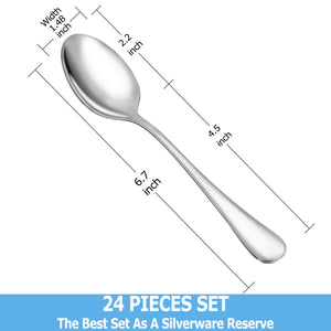 Teaspoon Set,16 Piece 6.7" Spoons Silverware, Premium Food Grade Stainless Steel Tea Spoons, Durable Small Spoon, Good Teaspoons, Kitchen Dessert Spoon Set, Mirror Finish & Dishwasher Safe