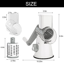 Load image into Gallery viewer, Rotary Cheese Grater Hand Crank Cheese Shredder for Fresh Cheese, Vegetable, Nuts,Non-slip Suction Base, Free Cleaning Brush Three Blades, Black