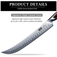 Load image into Gallery viewer, Carving Knife 12 Inch, Japanese High Carbon Steel Slicing Knife with Ergonomic Pakkawood Handle, Razor Sharp Brisket Knives for Meat Cutting, BBQ, Turkey