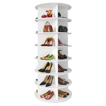 Load image into Gallery viewer, SpaceAid 7 Tier Rotating Shoe Rack Tower, Spinning Shoe Display Lazy Susan, Revolving 360 Shoe Rack Storage Round Carousel, Vertical Handbag Rotate Shoes Closet Organization (7-Tier White)