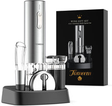 Load image into Gallery viewer, Electric Wine Opener Set - Rechargeable Wine Bottle Opener with Vacuum Stoppers,Wine Pourer, Foil Cutter,and Storage Stand - Ideal Wine Accessories &amp; Wine Gift Set for Wine Lovers