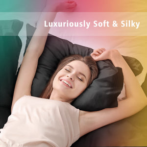 Secura Queen Bed Sheet Set, 4pcs Bedding Sheets & Pillowcases, Soft Microfiber 1800 Thread Count 16" Deep Pocket Luxury Bed Sheets - Hypoallergenic, Wrinkle & Fade Resistant (Black)