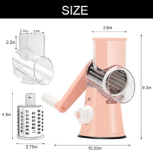 Load image into Gallery viewer, Rotary Cheese Grater Hand Crank Cheese Shredder for Fresh Cheese, Vegetable, Nuts,Non-slip Suction Base, Free Cleaning Brush Three Blades, Black