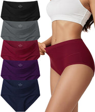 Load image into Gallery viewer, Vevmon Cotton Underwear for Women High Waisted Soft Ladies Panties 5 Pack | Full Coverage Breathable Briefs, Moisture-Wicking Cotton Fabric, Fits Comfortably Underwear for Gym, Work, Daily, Loungewear