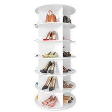 Load image into Gallery viewer, SpaceAid 7 Tier Rotating Shoe Rack Tower, Spinning Shoe Display Lazy Susan, Revolving 360 Shoe Rack Storage Round Carousel, Vertical Handbag Rotate Shoes Closet Organization (7-Tier White)