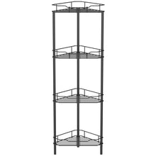 Load image into Gallery viewer, 4 Tier Floor Standing Corner Shower Caddy Organizer Shelf with Hooks, Bathroom Shelves Stand Rack, Black