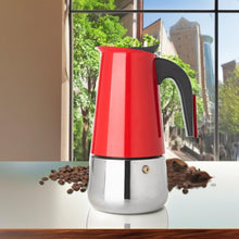 Load image into Gallery viewer, Mixpresso 9 Cup Greca Stovetop Espresso Maker 450ml/15oz, Moka Pot with Coffee Percolator Design, Stainless Steel Stove Top Coffee Maker for Camping or Home Use, Italian Coffee Maker Stovetop