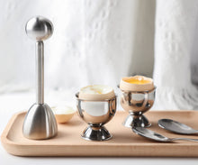 Load image into Gallery viewer, Egg Cups for Soft Boiled Eggs Holder - Egg Cracker Topper Tool Set Includes 4 Egg Cups, 4 Egg Spoons, 1 Egg Cracker Topper Perfect Egg Cutter Tool for Breakfast