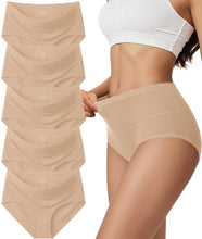 Load image into Gallery viewer, Vevmon Cotton Underwear for Women High Waisted Soft Ladies Panties 5 Pack | Full Coverage Breathable Briefs, Moisture-Wicking Cotton Fabric, Fits Comfortably Underwear for Gym, Work, Daily, Loungewear