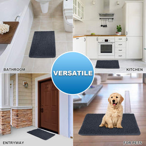 Secura Bathroom Rugs, 47 x 28 Inches, Extra Soft & Thick, Absorbent Water Bath Mat, Machine Washable Non-Slip Bath Mats for Bathroom, Shower, and Tub, Home Decor Accessories (Gray)
