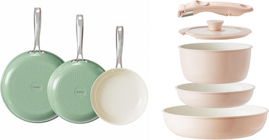 Redchef Ceramic Pots and Pans Set Non Stick, Nonstick Kitchen Cookware Sets, Non Toxic Pots and Pans Set Non Stick, PFAS PFOA & PTFE Free, Nonstick Frying Pans Set, Ceramic Pan Skillet, RV Cookware