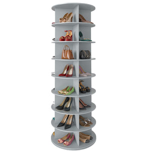 SpaceAid 7 Tier Rotating Shoe Rack Tower, Spinning Shoe Display Lazy Susan, Revolving 360 Shoe Rack Storage Round Carousel, Vertical Handbag Rotate Shoes Closet Organization (7-Tier White)