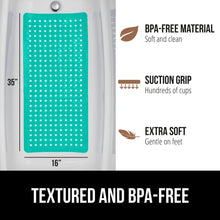 Load image into Gallery viewer, Bath Tub Shower Mat, Machine Washable Bathtub Floor Liner Mats, Suction Cups and Drain Holes to Keep Tubs Clean, Soft on Feet, Bathroom Essentials, 35x16 Inch, Clear