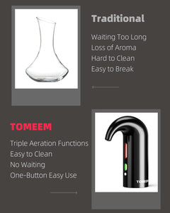 Electric Wine Decanter with One-Touch Pouring, Wine Aerator with Triple Aeration Functions, Red Light Indicator, and Magnetic Wake-Up - Perfect Wine Accessories Gift for Wine Lovers
