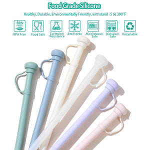 6PCS Extra Long Silicone Straws with Covers, Reusable Straws for 40 oz Tumbler, Compatible with Stanley 40oz Tumbler