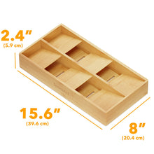 Load image into Gallery viewer, SpaceAid Bamboo Silverware Drawer Organizer with Labels, Kitchen Utensil Tray Holder Organizer for Flatware, Cutlery, Spoon and Knives Drawer Storage Organization (Natural, 6 Slots)