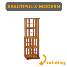 Load image into Gallery viewer, SpaceAid 6 Tier Rotating Bookshelf Tower, Bamboo Spinning Book Shelf, Revolving 360 Bookcase Storage Swivel Round Carousel, Vertical Rotate Turning Spiral Corner Organizer (6-Tier Walnut)