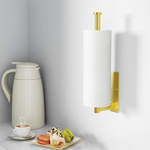 Paper Towel Holder Under Cabinet - Stainless Steel Paper Towel Holder Wall Mount, Self-Adhesive or Drilling, Matte Black Towel Rack for Kitchen Organization and Storage, Kitchen Paper Roll Holder