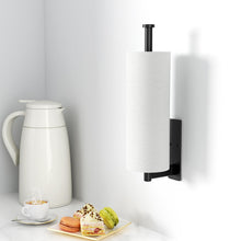 Load image into Gallery viewer, Paper Towel Holder Under Cabinet - Stainless Steel Paper Towel Holder Wall Mount, Self-Adhesive or Drilling, Matte Black Towel Rack for Kitchen Organization and Storage, Kitchen Paper Roll Holder