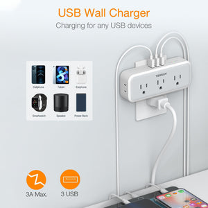 Multi Plug Outlet Extender, TESSAN Surge Protector Wall Plug Splitter with 5 Electrical Outlet Expander, Multiple Plug Adapter for Travel Home Office