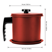 Load image into Gallery viewer, Bacon Grease Container with Fine Mesh Strainer, 1.3 L almost 6 Full Cups Iron Cooking Oil Can with Removable a Coaster Tray for Kitchen Fat Storage Black