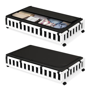 2 Pack Bamboo Under Bed Storage with Wheels, 39”x20”x7.8” Lager Under Bed Storage Containers (Brown)