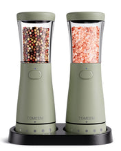 Load image into Gallery viewer, Electric Salt and Pepper Grinder Set with Storage Base, Stainless Steel Rechargeable Salt and Pepper Grinder Set with 4.5 oz Large Capacity, 1.8&quot; Wide Mouth, Adjustable Coarseness, Ideal for Kitchen