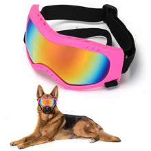 Load image into Gallery viewer, Dog Sunglasses Dog Goggles Pet Glasses Pet Eyewear with Adjustable Strap, Glasses for Medium Large Dog Swimming Skating Glasses UV Proof Windproof Dustproof (Black Frame + Gray Lens)