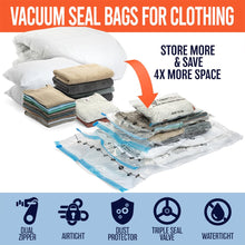 Load image into Gallery viewer, Vacuum Seal Bags for Clothing Travel, 10 Jumbo - Space Saver Vacuum Storage Bags, Blanket &amp; Clothes Storage Bags Vacuum Sealed – Hand Pump Included, Bolsas Para Guardar Ropa Al Vacío