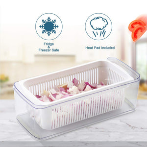 Vegetable Chopper, Multifunctional Vegetable Cutter Onion Chopper Mandoline Slicer Dicer with Colander Basket and Container 8 Interchangeable Blades