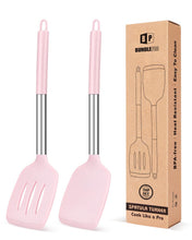 Load image into Gallery viewer, Pack of 2 Silicone Solid Turner, Non Stick Slotted Kitchen Spatulas, High Heat Resistant BPA Free Cooking Utensils, Ideal Cookware for Fish, Eggs, Pancakes(Black)