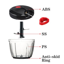Load image into Gallery viewer, Manual Food Chopper Vegetable Cutter, Hand String Vegetable Chopper Onions Cutter for Vegetable Fruits Nuts BPA Free Food Safe Material, 550ml Gray